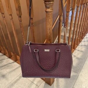Kate Spade Bristol Drive Loden Ostrich Embossed Maroon